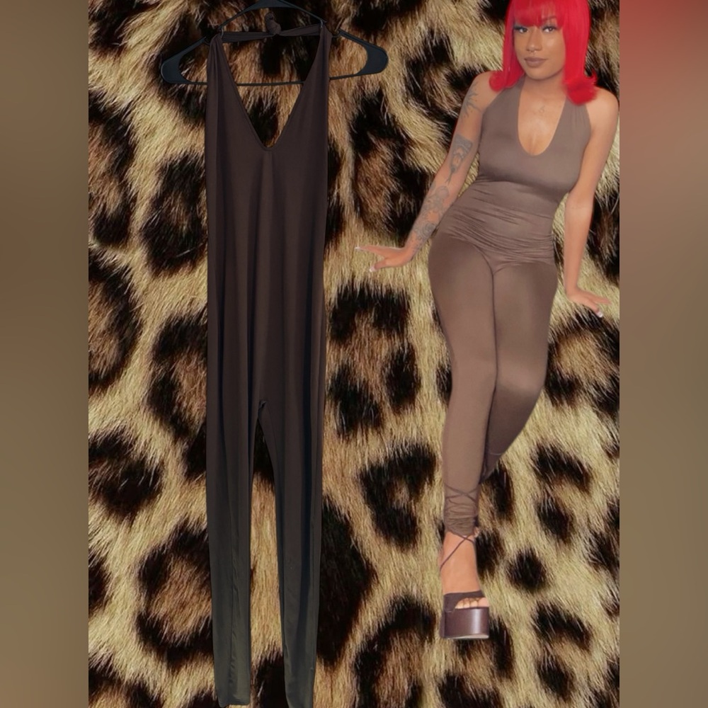 (Size S) Fashion Nova Brown Jumpsuit